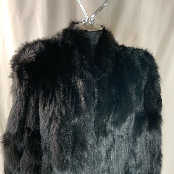 Fur Coat Faux Black Womens 44" Bust #EL26 - Picture 2 of 5
